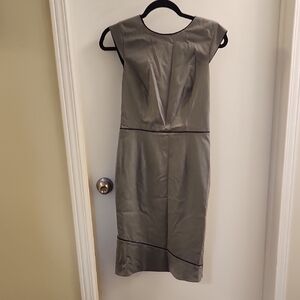 RW&CO. Gray Pleated Sheath Midi Dress